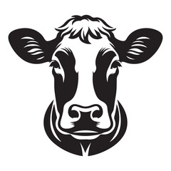 Cow Head Silhouette Vector Isolated on White Background