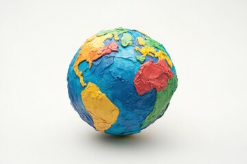 A vibrant clay globe showcasing detailed continents and oceans in lively colors
