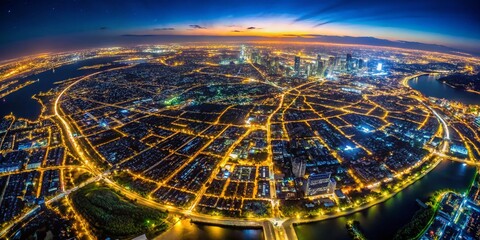 Stunning Aerial View of Urban Landscapes Illuminated at Night from Space in High Definition Imagery