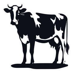 Cow black silhouette vector isolated on white background 