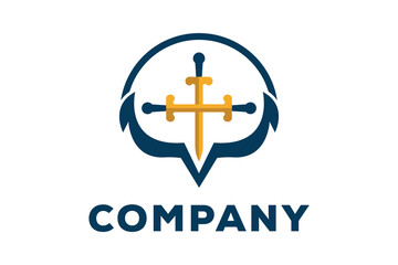 Obraz premium Anchor Sword Logo Template Design Concept.