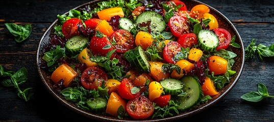 Fresh Salad with Tomatoes, Cucumbers, and Bell Peppers