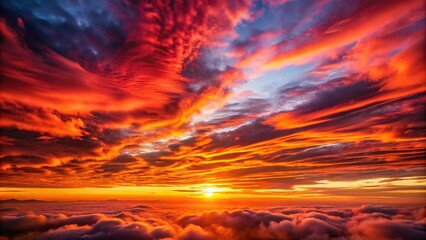 Fototapeta premium background of red sunset sky with amazing clouds