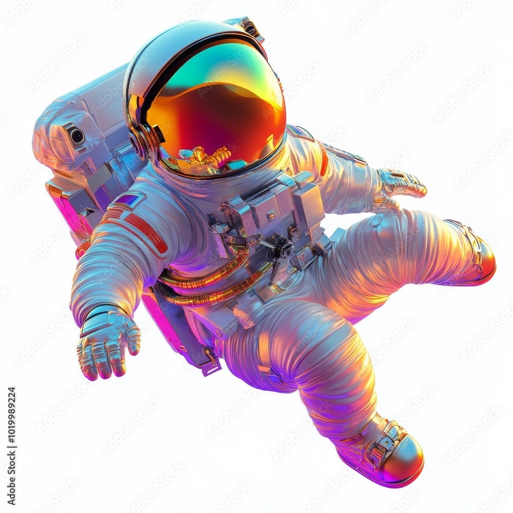 Poster astronaut in space suit floating in zero gravity