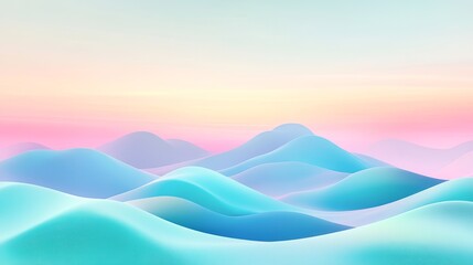 A serene abstract landscape with pastel-colored rolling hills and a gradient sky, suitable for backgrounds, web design, or digital art projects,