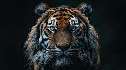 Fototapeta premium Close-up Portrait of a Tiger's Face with Intense Eyes