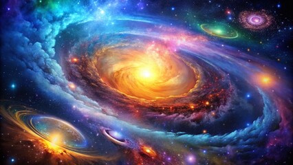 Obraz premium Stunning Galaxy Clip Art Design with Vibrant Colors and Cosmic Elements for Creative Projects