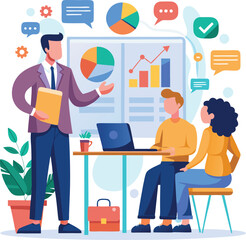 office business presentation flat vector illustration graphic design