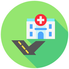 Obraz premium Hospital rounded multi color icon, use for UI, UX, app and web development, digital or print. for industry, education, construction, transportation, traffic management theme.