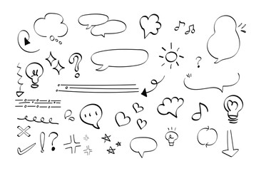 Hand-drawn emotional effects comic symbols illustration icon set
