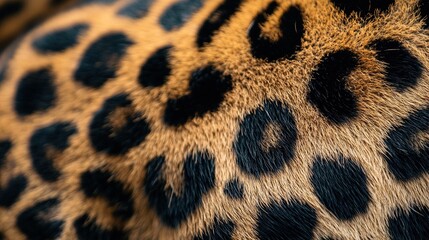 Close-up of Leopard Fur Texture with Distinct Spots