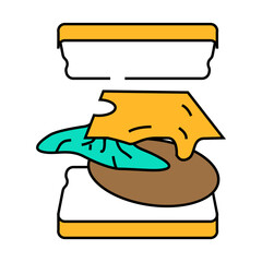 sandwich fast food line icon vector. sandwich fast food sign. isolated symbol illustration