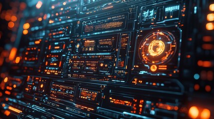 Obraz premium Futuristic Technology Interface in Abstract 3D Art