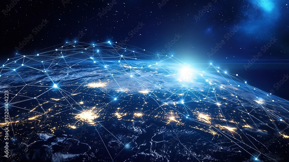 Poster global connection and network visualization concept