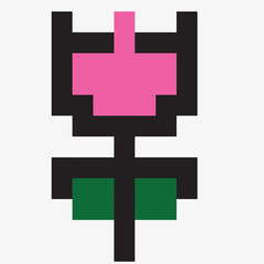 Colorful pixel art style flowers. flower icon