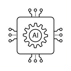 AI Automation Gear for Process Optimization Vector Icon Design, technology, automated solutions, AI process