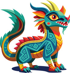 Obraz premium mexican alebrijes dragon animals vector art illustration graphic design
