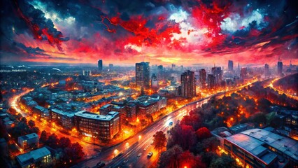 Fototapeta premium Vivid Red and Silver Abstract Night Photography with Dynamic Textures for Stunning Visuals