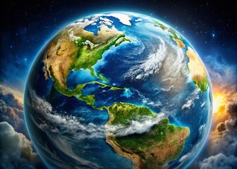 Stunning Satellite View of Earth Highlighting Oceans, Continents, and Atmospheric Patterns from Space