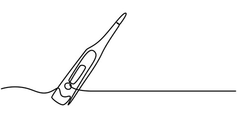 Continuous line drawing of thermometer. One line of thermometer. Medical equipment concept continuous line art. Editable outline, Continuous single line sketch drawing of various types of thermometers