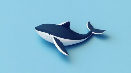 Obraz premium A stylized whale illustration against a blue background, emphasizing marine life.