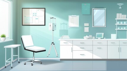 This doctor's office is designed for patient comfort, showcasing a clean, organized space with modern medical equipment and natural light. Generative AI