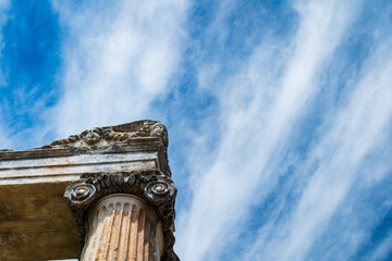 Architectural detail of ancient Greek city of Aphrodisias Archaeological site in Turkey
