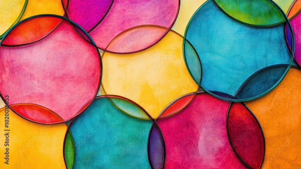 Aufkleber a vibrant abstract design featuring colorful overlapping circles on a textured background.