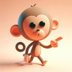 3d rendering of cute Monkey