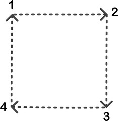 Simple learning to draw a square. Dot to dot.