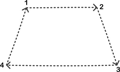 Simple learning to draw a trapezoid. Dot to dot.
