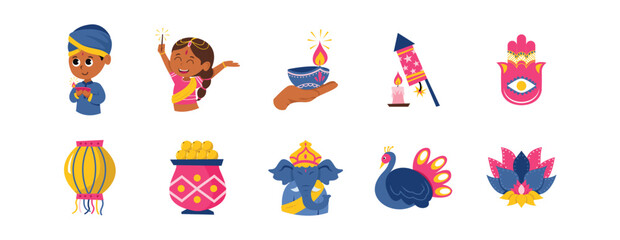 Diwali Element Set Collection Of Diwali Vector
