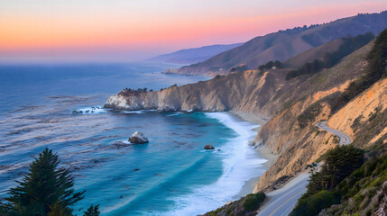 Fototapeta premium Drone Shot of Breathtaking Coastline with Mountains