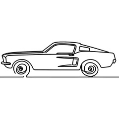 Obraz premium Retro car in line art drawing style.