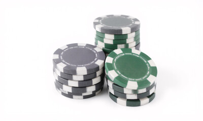 poker  chips  isolated on white background