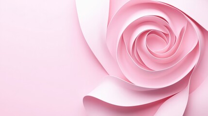 Fototapeta premium Abstract background. A delicate pink paper rose crafted with precision set against a soft pastel background