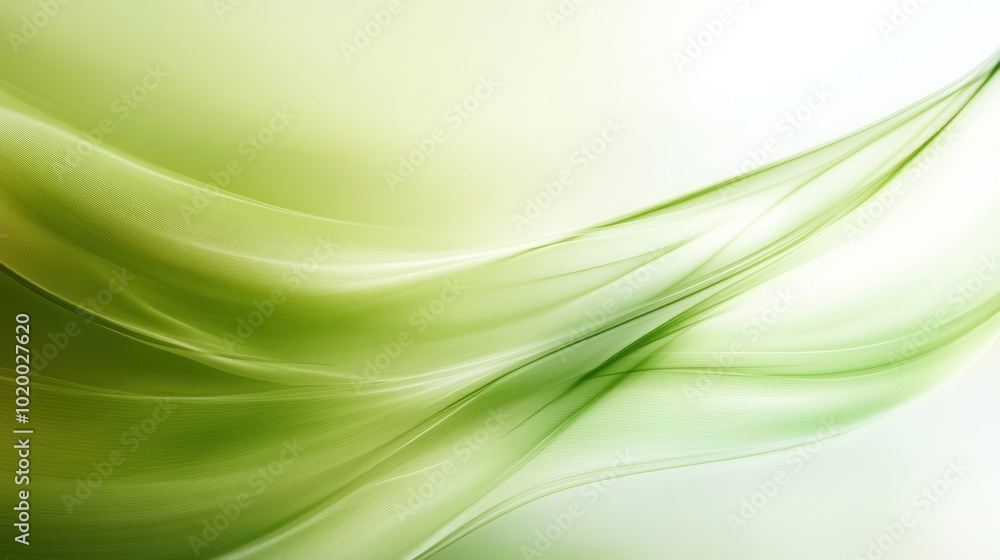 Poster abstract background. flowing green fabric in soft waves gently illuminates a serene atmosphere with 