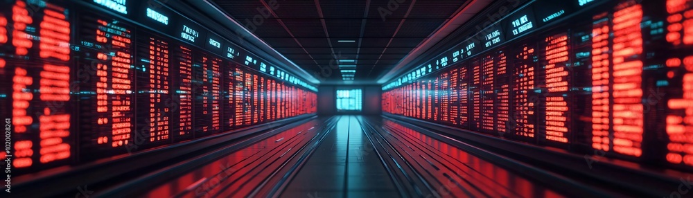 Poster futuristic data center with glowing servers, showcasing modern technology and digital processing in 