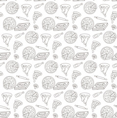 pizza slice soft seamless pattern outlines vector design