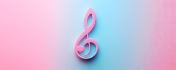 Pink Treble Clef Symbol on Gradient Background   Music Note Design