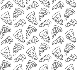 pizza slice soft seamless pattern outlines vector design