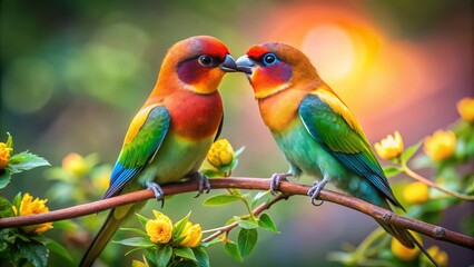Fototapeta premium Symbolic Love Birds Representing Romance, Affection, and Bonding in Nature's Beautiful Setting