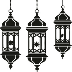 Ramadan lanterns vector silhouette