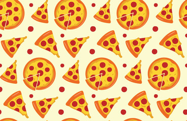 pizza slice soft seamless soft yellow background pattern vector design