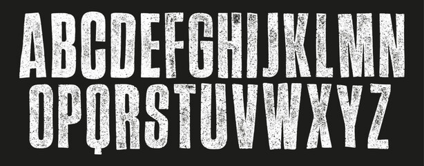 Cartoon Rough Font. Individually textured characters with a rough inked letterpress print texture. Unique design font