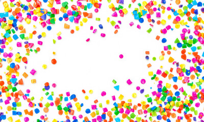 Obraz premium multi color confetti blank space isolated on white background