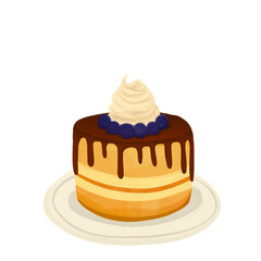 pancake with whip cream blueberry for printing, fabric, baking, icon, design source