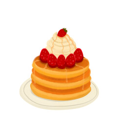 pancake whipcream with straberry  for printing, fabric, baking, icon, design source