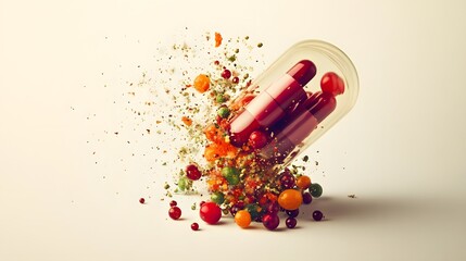 Exploding Capsule with Multivitamins and Dietary Supplements