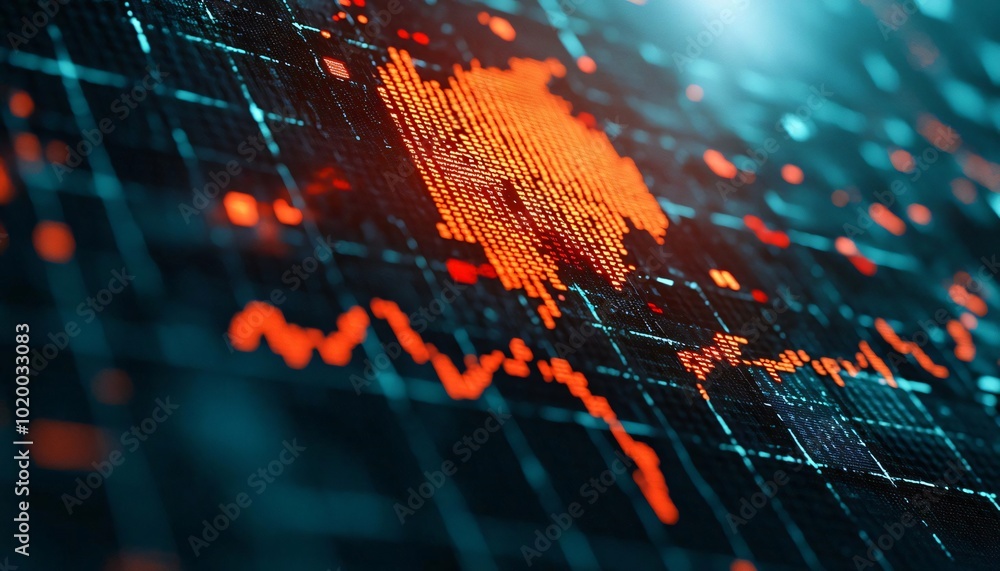 Aufkleber abstract data visualization with vibrant colors, depicting market trends and fluctuations in a dynam